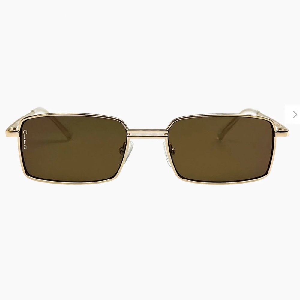 Trendy Skinny Square 90s Otra Illa Gold Sunglasses